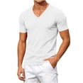 thumbnail image 6 of yillto Mens V Neck Shirts Cotton Short Sleeve Breathable Big and Tall Tops Summer Loose Plain Tee, 6 of 7