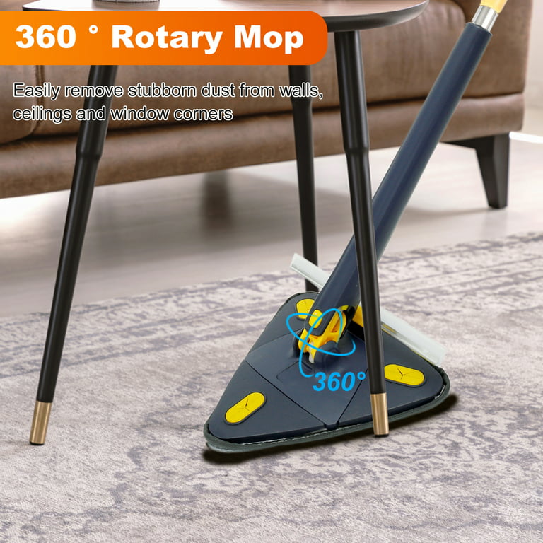 Wall Cleaner Mop with Long Handle 360° Rotating Triangle Cleaner