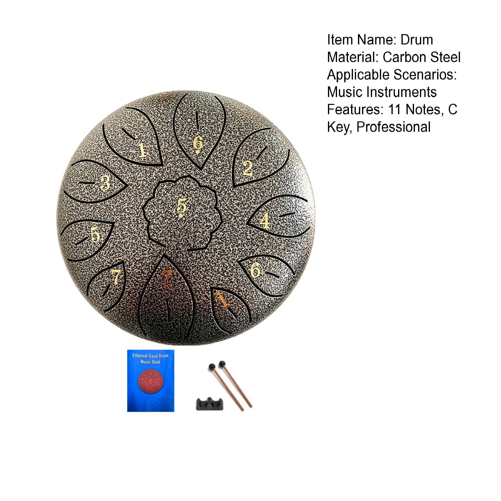 YIFAEUX 6-Inch Steel Tongue Drum with Mallets Note Stickers 11 Notes C Key Meditation Yoga Sound Therapy Hand Pan Drum Musical Percussion Instrument