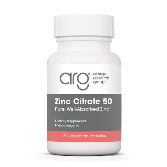 ARG Zinc Citrate - Delivers 50 mg Zinc Citrate - Supports Immune Response, Cognitive Health & Cellular Function - 60 Servings - 60 Capsules