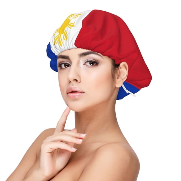 Flag Of The Philippines Sleep Cap Satin Bonnet Sleeping Hat Soft Elastic Night Hair Cover For Women