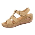 thumbnail image 3 of IEMIEMIEM Women's Wedge Orthopedic Sandals Comfortable Open Toe Summer Sandals Comfortable Hollow Out Sandal with Arch Support Brown 6.5 Wide, 3 of 8