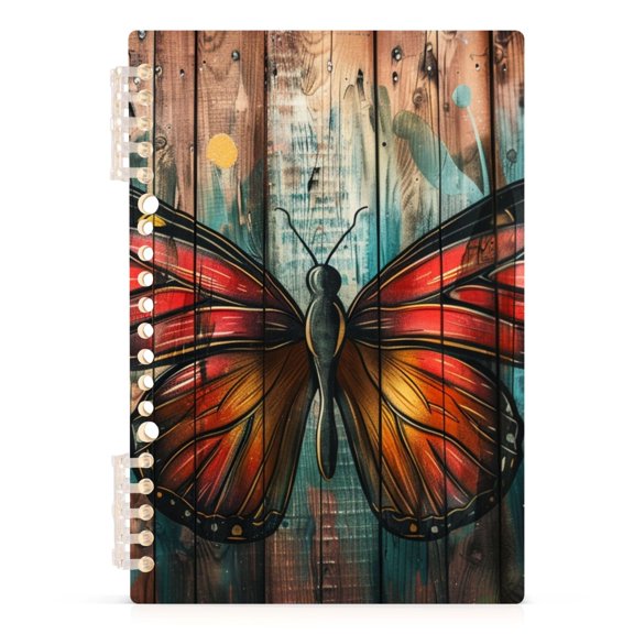 A Butterfly on Wood Spiral Journal Notebook College Ruled Notebook 8.3" x 5.7" A5 Lined Thick Paper Page