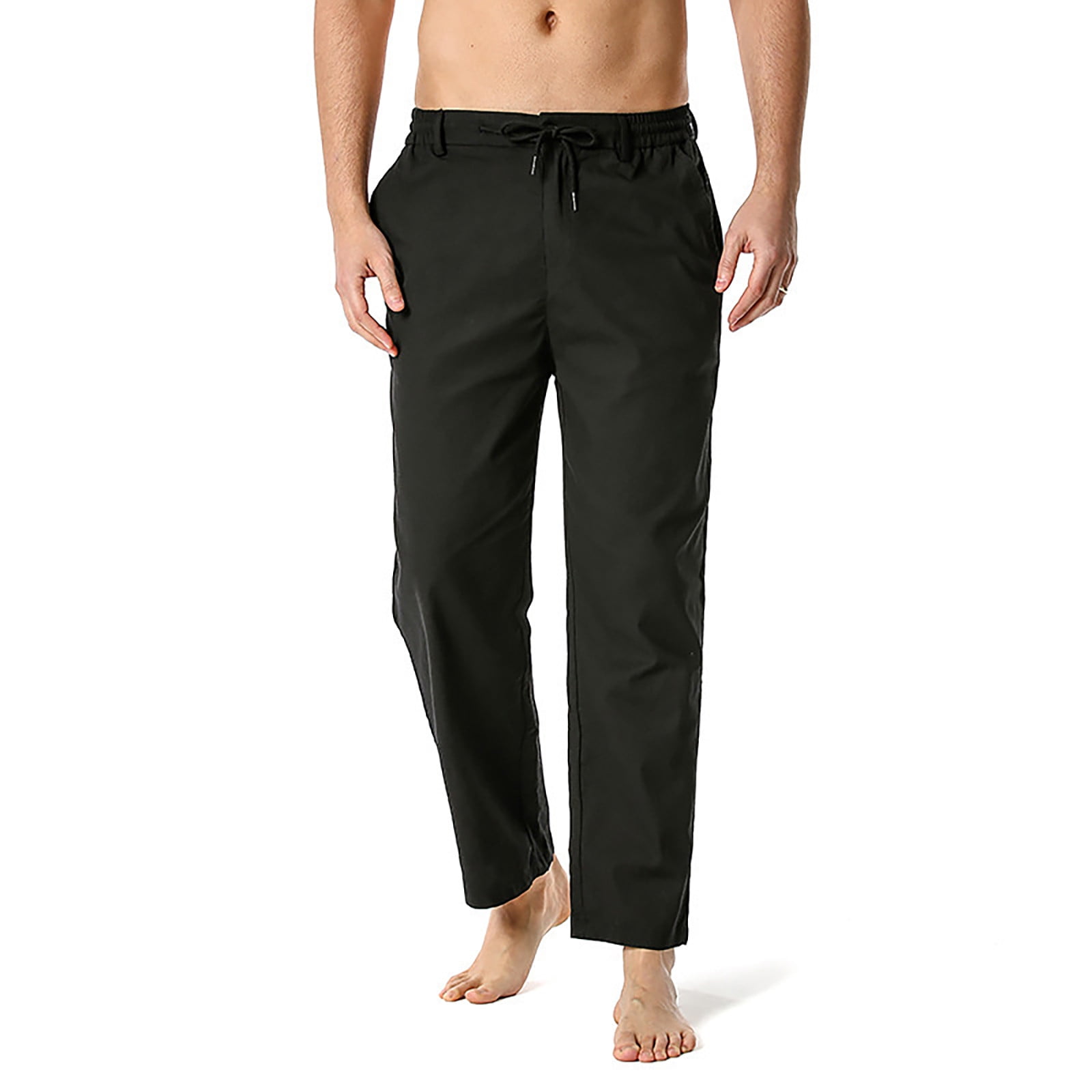fartey Mens Casual Pants with Elastic Waist Drawstring Half