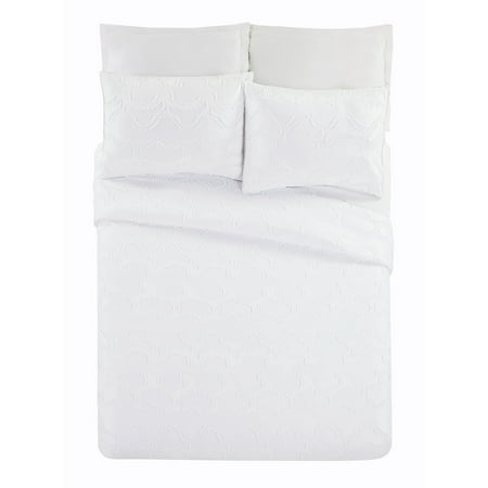 Ayesha Curry Abstract Clipped Jacquard 3-PC Duvet Set, King, Ivory