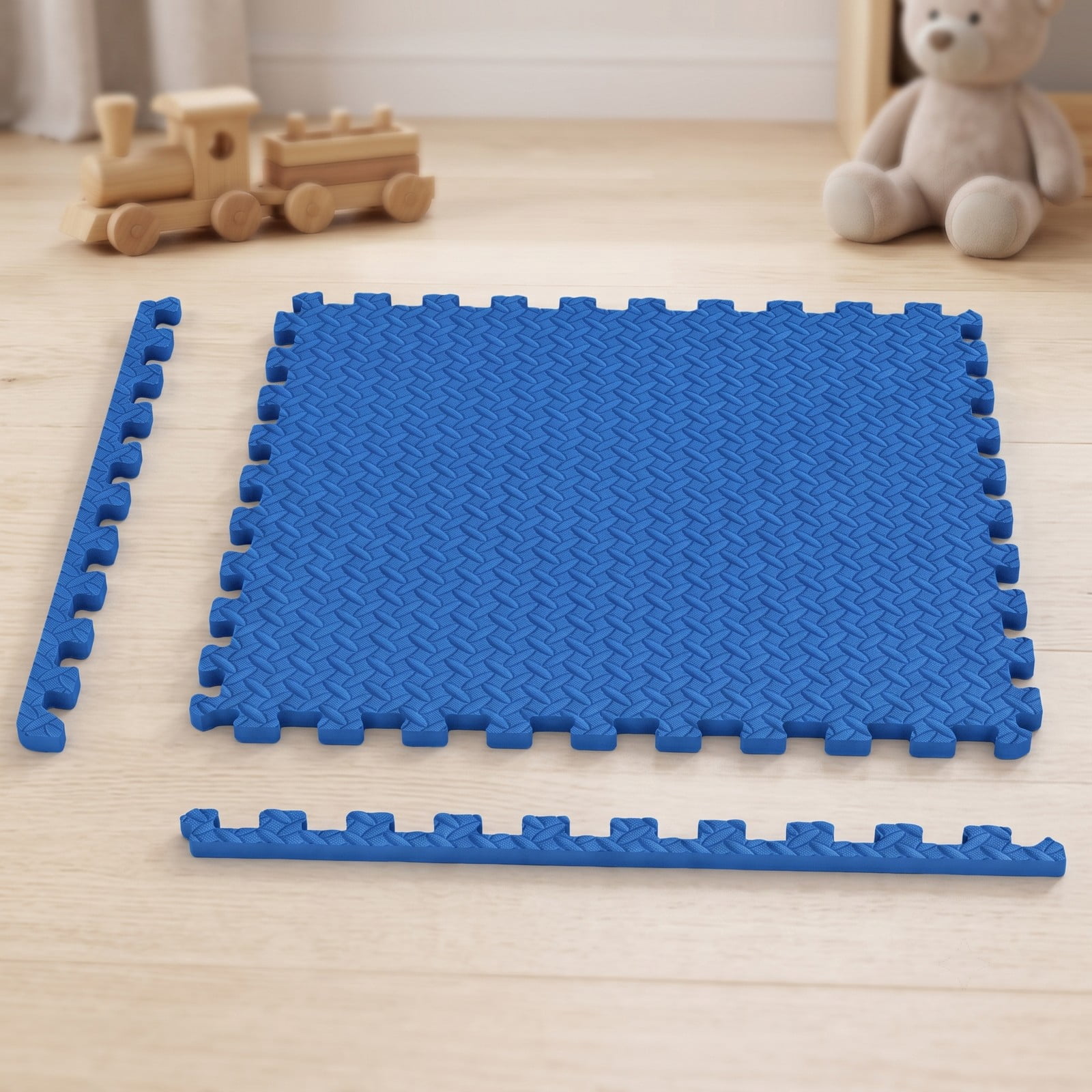 Airfind 24 Tiles Puzzle Exercise Floor Mat with Interlocking EVA Foam and Non-Slip Texture for Home Gym Equipment Protection, Blue