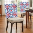 thumbnail image 3 of Boho Flower Dining Chair Back Cover Only, Blue Red Floral Abstract Lines Set of 6 Chair Back Covers, Removable Washable for Dining Room, Banquet & Holiday Decoration, 3 of 9