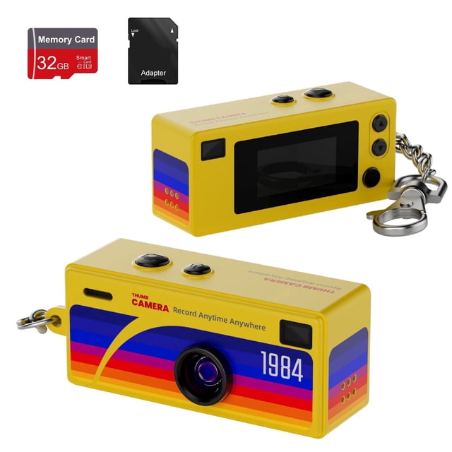 Con Tarjeta SD de 32GB Cámara Digital Mini - Cámara con Hebilla de Mochila para Pulgar de Alta Definición 1080P, Retro Compacta Mini de Bolsillo, Adecuada para Viajes, Conciertos y Grabación de
