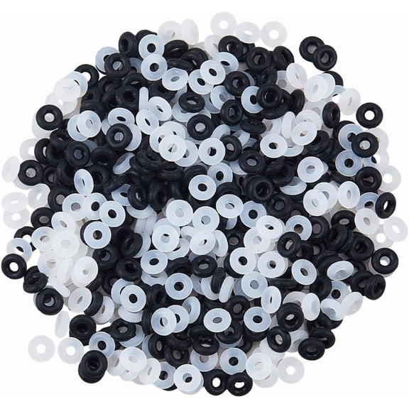 500pcs Rubber Spacers Beads 6mm O Rings End Clasp Stopper Beads 2 Colors Anti Skid Locating Donut Spacers Beads Gasket for Jewelry Necklace Bracelets Earrings Making DIY Crafts Multi-color