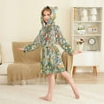 thumbnail image 4 of FORMRS Niños Bathrobe Unisex Hooded Robe Soft Plush Pajamas Sleepwear, Size 10-12T, Beige Floral Garden, 4 of 7