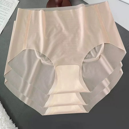3pcs Women Ultrathin Panties Female Plus Size Underwear Ice Silk High Waist Seamless Underpant Girl Briefs Breathable Sexy Panty