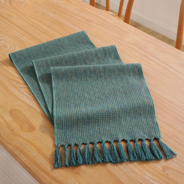Bandera de mesa de lujo ligera de color sólido de imitación de algodón y lino hecha a mano con borlas, tela para mesa de comedor, mesa de té para el hogar, bandera para mesa de café