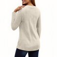 thumbnail image 5 of Womens Long Sleeve V-Neck Knit Sweaters Front Slit Button Down Tops Casual Solid Color Loose Fit Sweaters Tops, 5 of 6