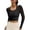Black, variant on Vivianyn HD Women's Sheer Mesh Long Sleeve Crop Top, Casual Workout Top,Light Blue,Size S-XXL