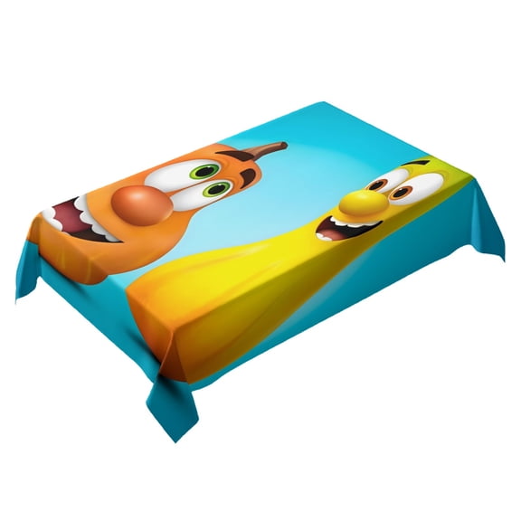 Veggietales Birthday Party Themed Square Tablecloth 54 * 72 Inches Durable Stylish