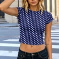 thumbnail image 4 of Gamivast Polka-Dot Women's Print Crop Tops Short Sleeve Y2K Baby Tees Casual Vintage Shirts Slim Fit Summer Basic T-Shirts Comfortable Everyday Retro Style Top Navy XXL, 4 of 5