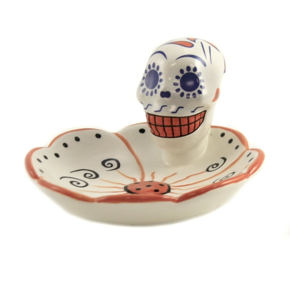 Tabletop Day Of The Dead Orange Dish Ceramic Celebration Mexican Holiday 10756.