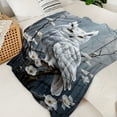 thumbnail image 2 of Owl & Floral Print Throw Blanket, Soft Lightweight Knit, Polyester, Digital Print, Flannel, Contemporary Style, All-Season, Perfect Gift for Sofa, Bed, Chair, Camping - 70x100cm, 2 of 6