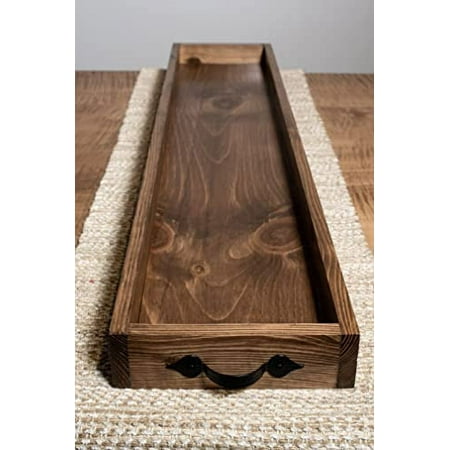 Farmhouse Table Trough-Farmhouse Table Decor-Tray For Decor-Farmhouse Table Tray Centerpiece-Dining Room Centerpiece-Long Wood Tray (7" X 30", Gray)