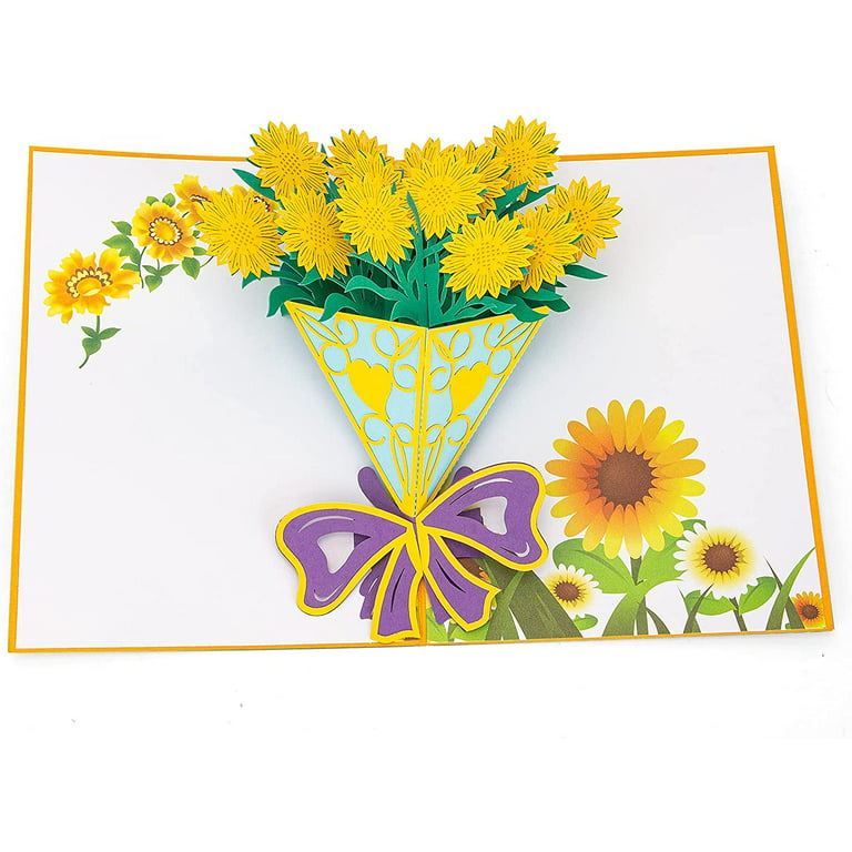  Lily Flower Pop Up Cards, 12 Inch Paper Flowers Bouquet 3D  Popup Greeting Cards Pop Up Flower Bouquet Cards with Note Card and  Envelope for Fathers Day Card Birthday Cards