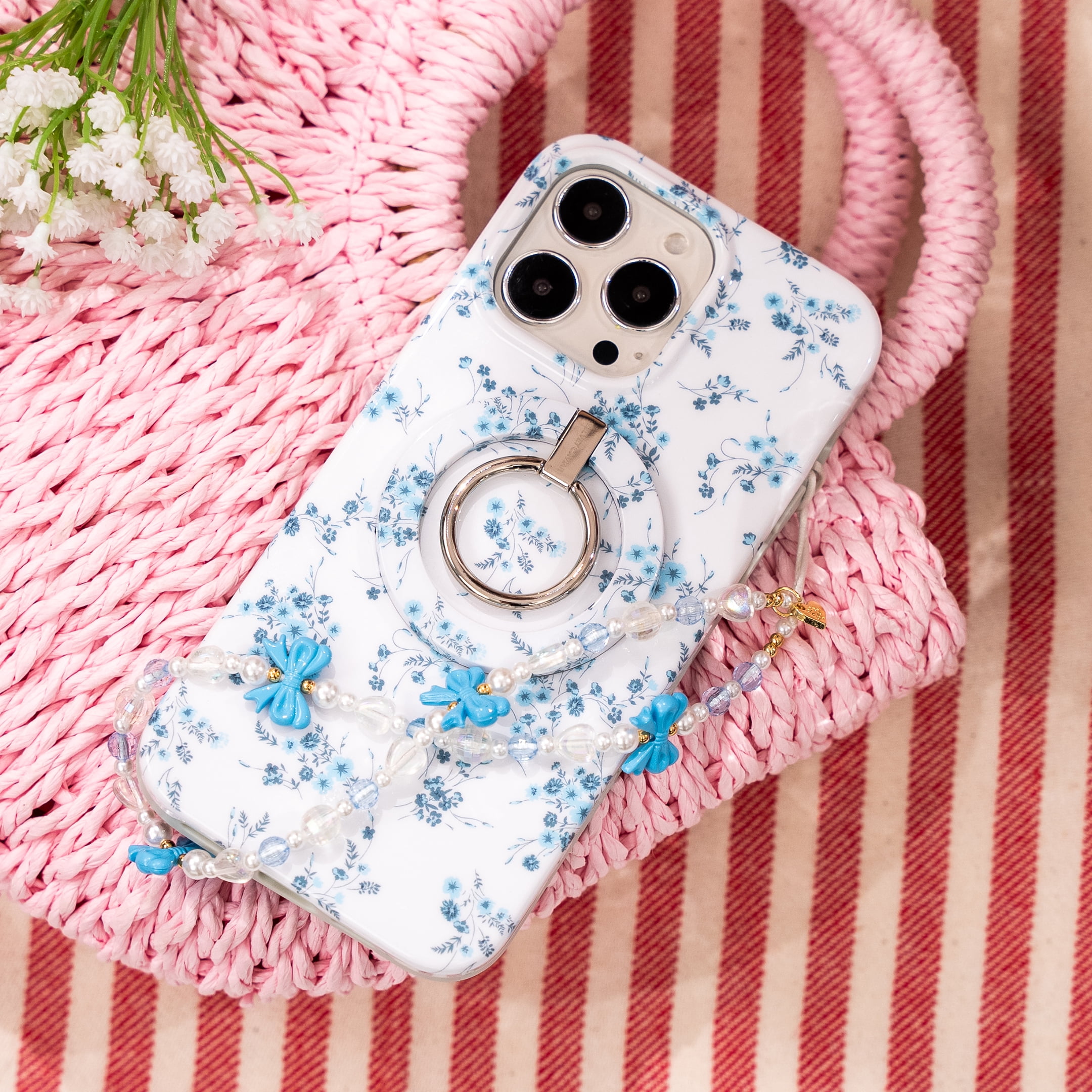 VELVET CAVIAR iPhone 14 Case Flowers - Compatible with MagSafe - Cute Protective Phone Cases for Women - French Blue Floral