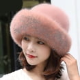 thumbnail image 4 of Sombrero de moda de invierno recortado de piel sintética para mujer, sombreros cálidos para exteriores a la moda, regalo de Navidad, 4 of 4