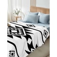 thumbnail image 4 of White Black Boho Twim XL Size Flat Sheet, Wrinkleproof & Fadeproof Cooling Flat Bed Sheet Only, Southwest Ethnic Abstract Geometric Breathable Soft Bedding Top Sheets 66 x 102 Inches, 4 of 8