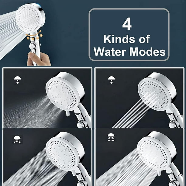 Pommeau de douche à économie d'eau - Chrome - 5 modes de pulvérisation