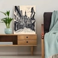 thumbnail image 5 of European Old Town Street Woodcut Style Canvas Print/Wall Art， Suitable for Living Room， Bedroom， Office， Dining Room， and Hallway Decoration., 5 of 8