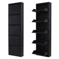 thumbnail image 6 of Flip Drawer Shoe Cabinet, Storage Organizer, Freestanding Shoe Rack, Wall Mounted No-Assembly (Black, 5 Drawer), 6 of 9
