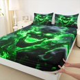 thumbnail image 4 of Castle Fairy Spooky Skull Octopus King Sheets 4pcs,Gothic Flame Tentacle Scene Bedding,Lime Black,1 Fitted Sheet,1 Flat Sheet and 2 Pillowcases, 4 of 6