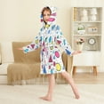 thumbnail image 4 of FORMRS Niños Bathrobe Unisex Hooded Robe Soft Plush Pajamas Sleepwear, Size 10-12T, Red Retro Pattern, 4 of 7