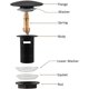 thumbnail image 3 of Fregadero negro, desagüe emergente cromado de gran superficie, autodrenante con desbordamiento, lavabo con tapón de resorte de cobre para baño, lavabo, 3 of 5