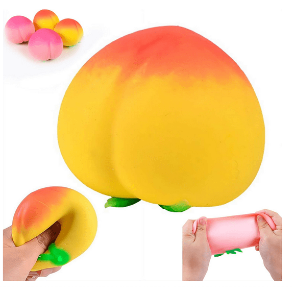 Peach Squeeze, Squeeze Peach, Soft Squeezy Fruit Squeezes, Squeezees Fidget for Adults, Cute Fruit Squeezes Stress Relief Gift (Yellow_Peach)