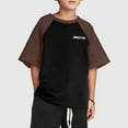 thumbnail image 2 of UANWENN T-Shirt à Manches Courtes pour Garçons Col Rond Imprimé Lettre Top à Blocs de Couleur pour Enfants Confortable pour Usage Quotidien École Extérieur Été Printemps Tous les Garçons Chemises Place Short Athlétique Garçons Adolescents Enfants Top, 2 of 5