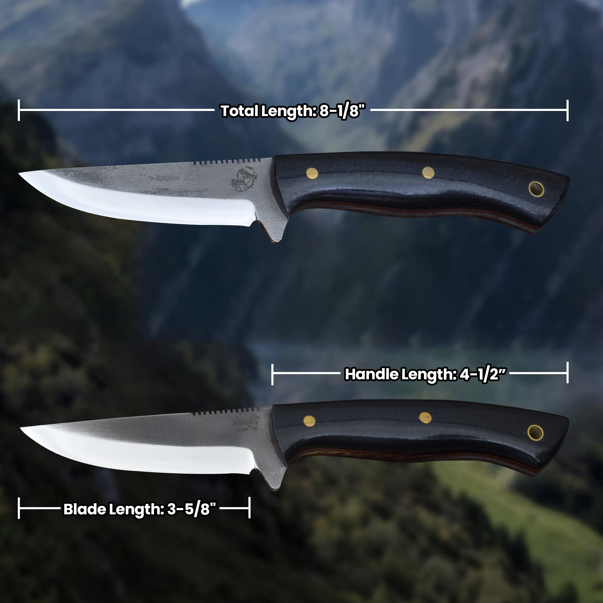 Knives Ranch Model 3097 440C Steel Bushcraft Knife with Black Micarta Handle – Heavy Duty Fixed Blade Knife for Camping, Survival, Outdoor Use & EDC Gear