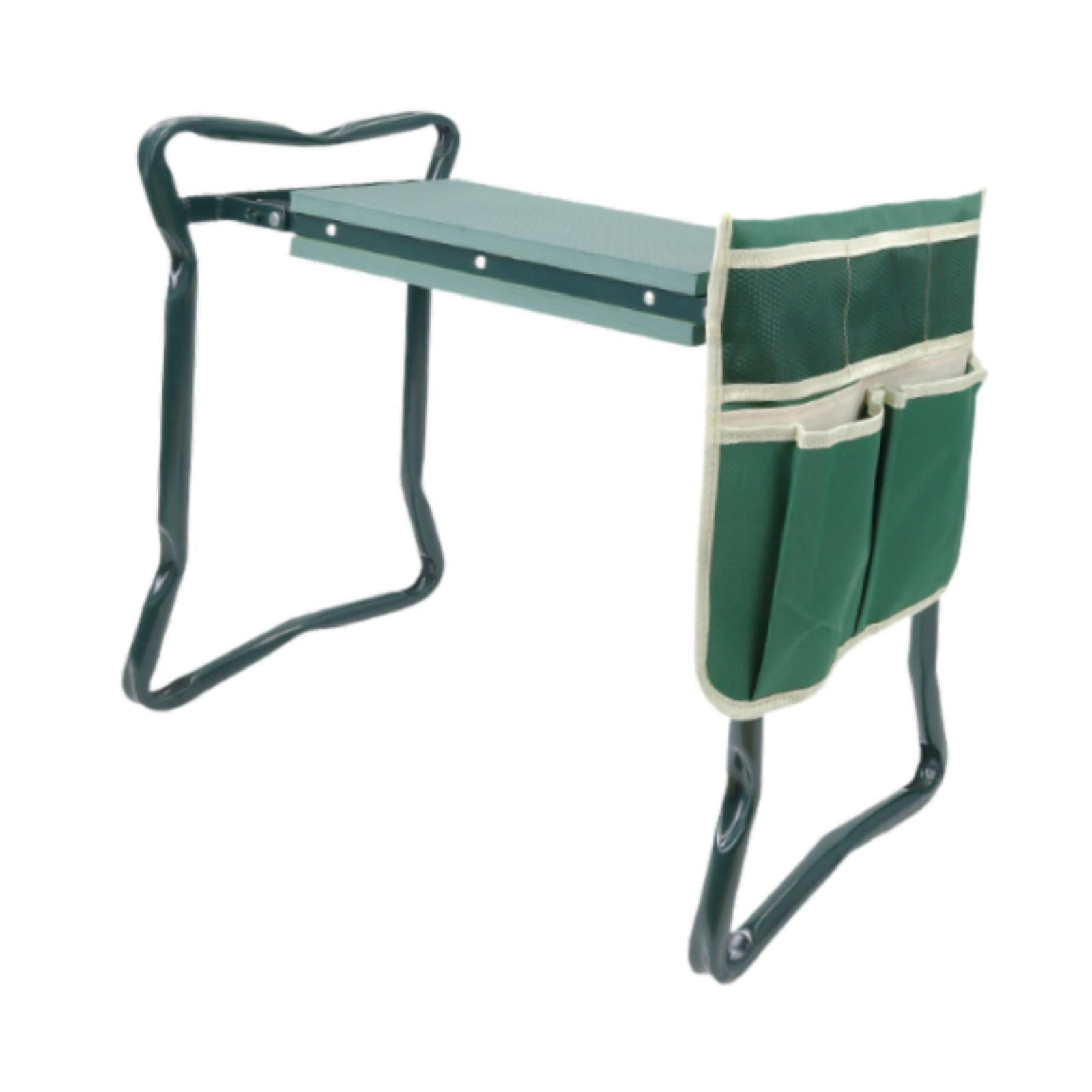 Foldable Garden Kneeler Seat with Soft EVA Foam Pad and Tool Pouch Sturdy Steel Bench for Gardening