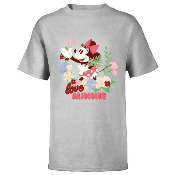 Disney Love Minnie Mouse Botanical Garden Flowers Spring - Short Sleeve T-Shirt for Kids - Customized-Athletic Heather