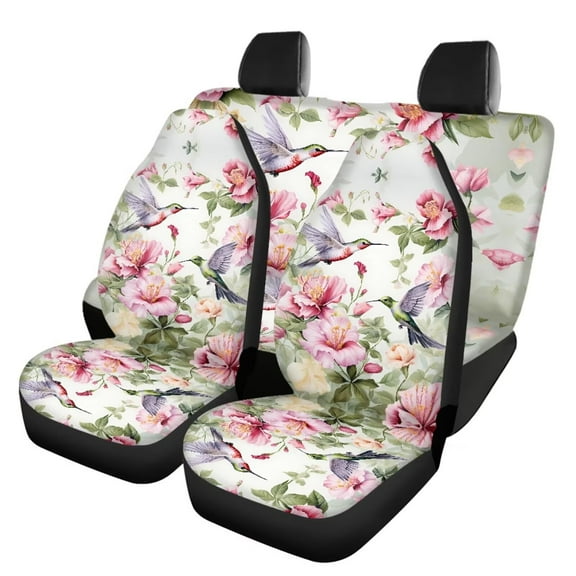 KUIFORTI Hummingbird Car Seat Covers Full Set Car Seat Cover Front and Rear Split Bench Protection Universal Fit for Most Cars Trucks SUVs Sedans,4 Pieces
