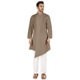 thumbnail image 2 of Atasi Casual Solid Long Sleeve Cotton Kurta For Indian Mens Mandarin Collar Irregular Hem Ethnic Shirt, 2 of 7