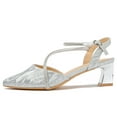 thumbnail image 2 of DADAWEN Women's Pointed Toe Ankle Strap Block Heel Wedding Party Dress Pump Shoes Silver 9.5 US, 2 of 4