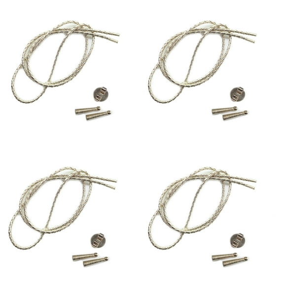 Blank Bolo Tie Kit Round Slide Ridge Tip Silvertone Parts Silver Vinyl Pk/4