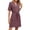 Purple, variant on Delconic Short Sleeve Polo Collar Drawstring Waist Casual Dress for Women Soft Lightweight Waffle Knit Fabric Knee Length Loose Fit Beige L