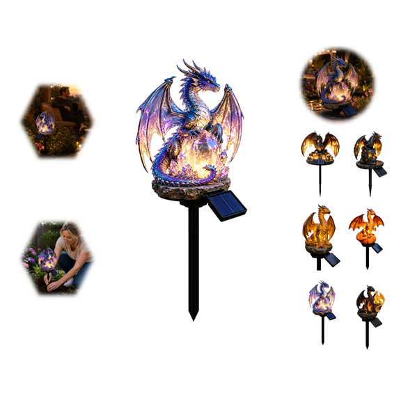 Solar Dragon Crystal Garden Light,17.72 Inch Long Lasting Waterproof Crystal Dragon Solar Lamp, Fantasy Glowing Accent Decor for Front Yard & Paths