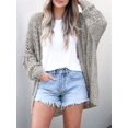 thumbnail image 4 of Women Crochet Cardigan Sweater Kimonos Boho Solid Color Oversized Fall Open Front Outwear Light Gray XL, 4 of 7
