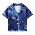 thumbnail image 3 of Toddler Baby Kids Boys Girls Satin Summer Pajamas Set Short Sleeve Button-Down Pajamas Top Pants 2Pcs Loungwear Sleepwear Pjs 0-6 Years, 3 of 10