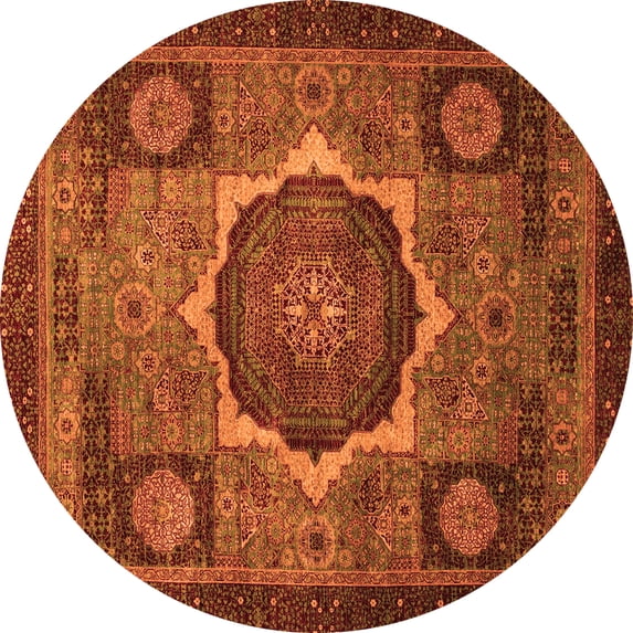 Ahgly Company Indoor Round Abstract Orange Modern Area Rugs, 7' Round