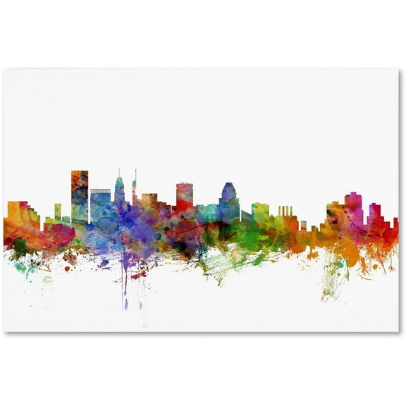 Trademark Fine Art "Baltimore Maryland Skyline" Canvas Art by Michael Tompsett