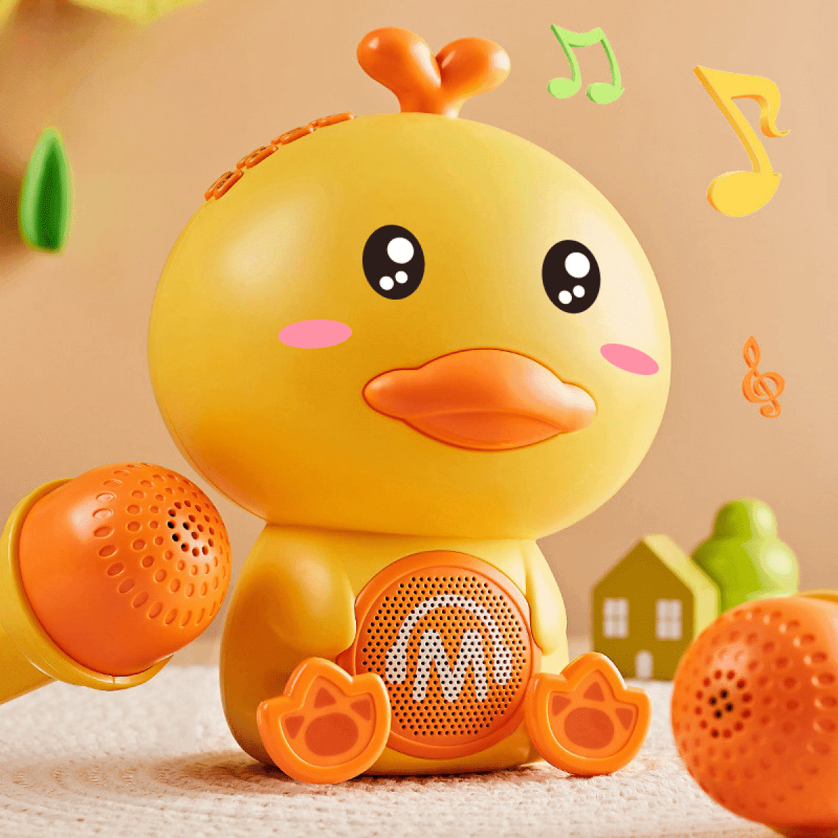Mini Karaoke Machine Duck Toys for Kids, Portable Microphones Support 5 Change Voice for Girls Gifts