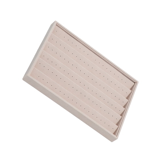 Sonducket Caja de pendientes hecha de tela de terciopelo, bandeja, solución de almacenamiento y exhibición Universal, organizador de pendientes Ropa, zapatos y accesorios Miscelánea Beige